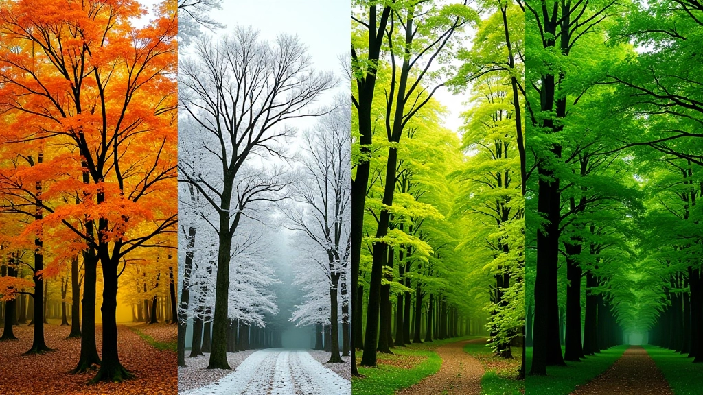 Seasonal maple forest conditions throughout the year