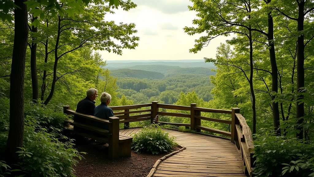 Lookout Bench Routes showing scenic viewpoint over forest